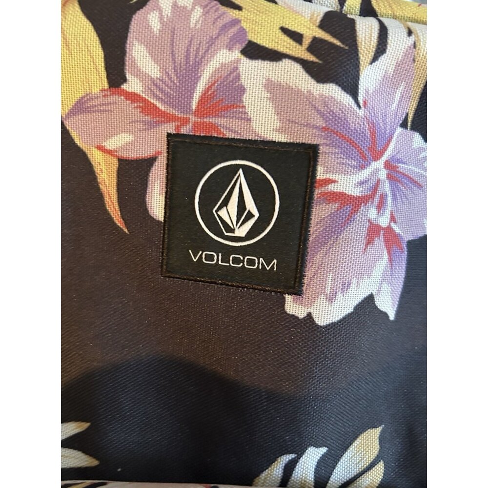 Volcom Backpack Black Floral 6” Base School Travel Zip Lightweight Ladies Teens